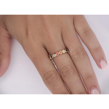14K Gold Rainbow Multi Color Bezel Set Gemstone Stacking Band Ring – Assay Jewelers