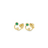 14K Gold Round Emerald Swirl Stud Earrings