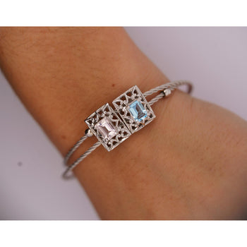 14K Kunzite and Aquamarine Vintage Charm Bangle Bracelet – Assay Jewelers