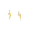 14K Solid Gold Lightning Bolt Dainty Stud Earrings in Screw Back Closure