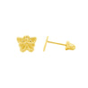 14K Solid Yellow Gold Dainty Butterfly Stud Earrings Screw Back Closure