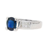 14K White Gold 1.56 Carat Oval Blue Sapphire and Invisible Cluster Diamond Ring