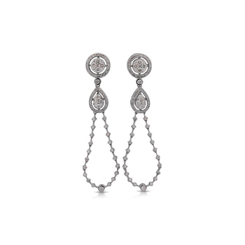 14K White Gold Diamond Halo Forming Circle Hang Drop Earrings – Assay Jewelers