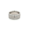 14K White Gold Double Row Diamond Band With Brushed Matte Finish Center