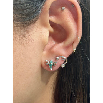 14K White Gold Dragonfly Stud Earrings | Emerald, Ruby, Diamond – Assay Jewelers