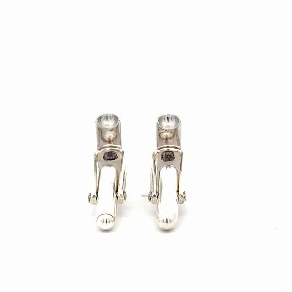 14K White Gold Ruby and Diamond Cufflinks