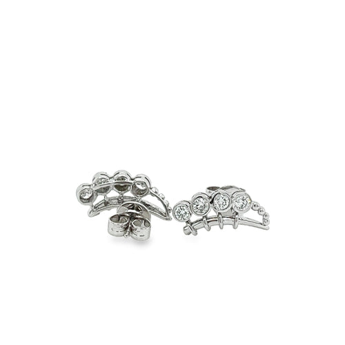 14K White Gold and Diamond Ear Climber Earrings