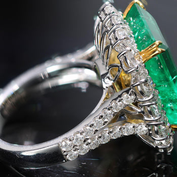 14.36 Carat Colombian Emerald AGL/GRS Certified & Diamond 18K Gold Cocktail Ring – Assay Jewelers