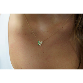 14k Solid Yellow Gold Tsavorite Butterfly Charm Floating Pendant Necklace – Assay Jewelers