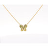 14k Solid Yellow Gold Tsavorite Butterfly Charm Floating Pendant Necklace