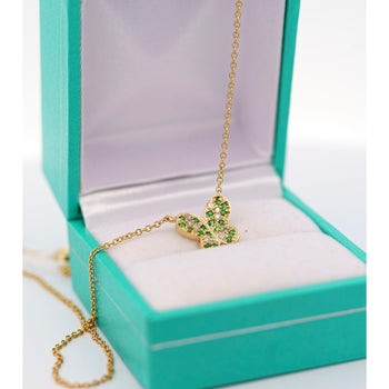 14k Solid Yellow Gold Tsavorite Butterfly Charm Floating Pendant Necklace – Assay Jewelers