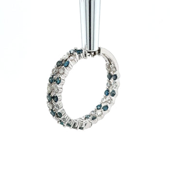 14k White Gold Inside Out Hoop Earrings with White & Blue Diamonds – Assay Jewelers