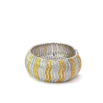 15 Carat Yellow & White Round Cut Diamond in 18K Cuff Bangle Bracelet – Assay Jewelers