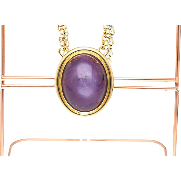 155.48 Carat No-Heat Purple Star Ruby 18K Gold Bezel Pendant Necklace