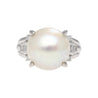 15mm South Sea Pearl and Diamond Platinum Cocktail Ring with Heart Shape Design