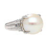 15mm South Sea Pearl and Diamond Platinum Cocktail Ring with Heart Shape Design