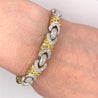 18K Gold Pave Set 2 Tone Round Cut Natural Diamond and Yellow Sapphire Bracelet