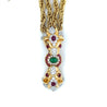 18K Gold & Platinum Double Headed Biting Lion Multi Rope Chain Bracelet With Emeralds, Diamonds, & Rubies