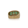 18K Gold Square Emerald and Round Diamond Channel Set Band Ring