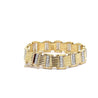 18K Gold Square Link 2-Tone Diamond Mens Bracelet