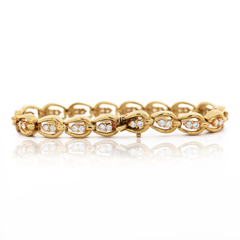18K Gold Vintage Oval Interlocking Link Diamond Bracelet – Assay Jewelers