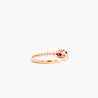 18K Rose Gold Oval Cut Natural Ruby and Diamond Ribbed Bezel Set Ripple Ring