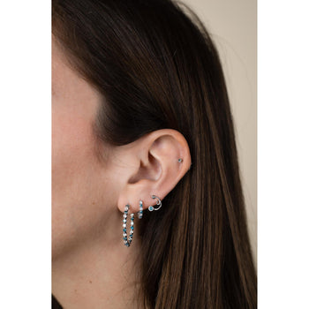 18K White Gold 0.50 CT Blue & White Diamond Inside Out Huggie Hoop Earrings – Assay Jewelers