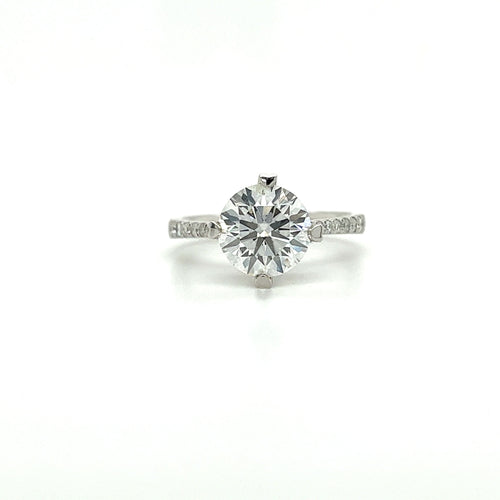 18K White Gold 2.60 Carat Lab Diamond Ring with Heart Shaped Prong Setting