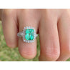 18K White Gold Emerald & Princess Cut Diamond Men's Ring