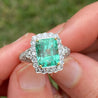 18K White Gold Emerald & Princess Cut Diamond Ring
