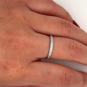 18K White Gold Round Cut Full Diamond Wedding Band Ring – Assay Jewelers