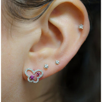 18K White Gold Ruby and Diamond Butterfly Outline Stud Earrings – Assay Jewelers