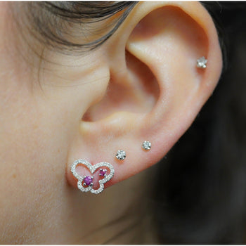18K White Gold Ruby and Diamond Butterfly Outline Stud Earrings – Assay Jewelers