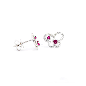 18K White Gold Ruby and Diamond Butterfly Outline Stud Earrings – Assay Jewelers