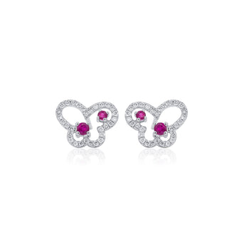 18K White Gold Ruby and Diamond Butterfly Outline Stud Earrings – Assay Jewelers