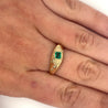 18K Yellow Gold Bezel Set Natural Emerald and Floating Round Diamond Ring