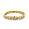 18k Two-Tone Gold Link Bracelet with Textured Finish and 1.30CTW in Diamonds