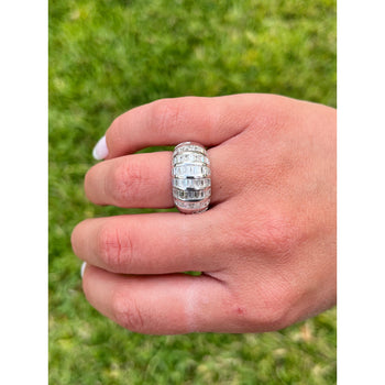 18k White Gold Baguette Cut Diamond Cluster Dome Ring – Assay Jewelers