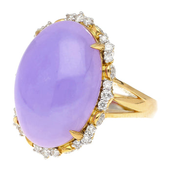 19.48ct Oval Lavender Jadeite Jade Diamond Cocktail Ring – Assay Jewelers