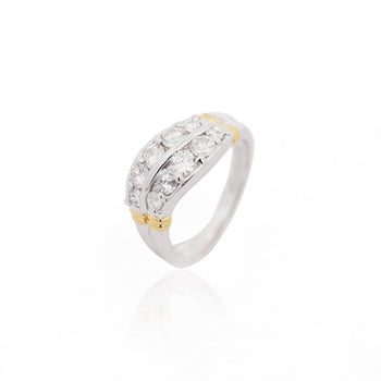 1.01 Carat Dual Row Diamond Channel Platinum & 18K Gold Wavy Band Ring – Assay Jewelers
