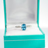 1.16 Carat Oval-Cut Aquamarine and Diamond Shank 14K White Gold Ring