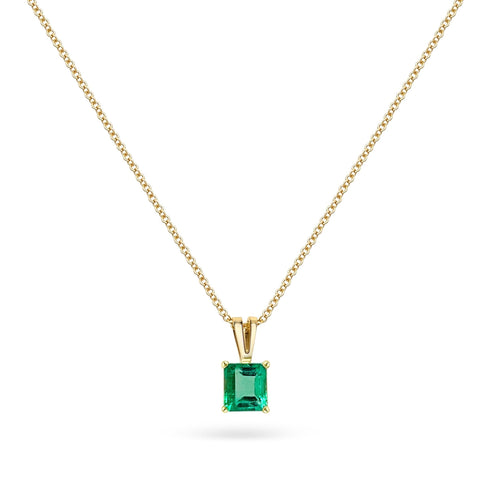 1.20 Carat Colombian Emerald Solitaire Pendant Necklace in 18K Gold