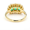 1.22 Carat Emerald & Diamond 18K Gold Halo Three Stone Band Ring