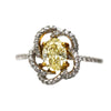 1.24 Carat Fancy Yellow Diamond Platinum & 18K Gold Swirl Floral Ring