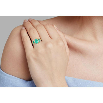 Bague Anciens à 3 pierres, émeraude colombienne taille ovale, en or jaune 18K – Assay Jewelers
