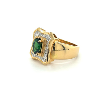 1.25 Carat Oval Cut Tsavorite And Round Cut Diamond Halo Rectangle Shape Ring – Assay Jewelers