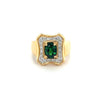 1.25 Carat Oval Cut Tsavorite And Round Cut Diamond Halo Rectangle Shape Ring