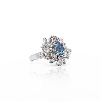1.26 Carat Aquamarine & Diamond in 18K Yellow Gold Floral Statement Ring – Assay Jewelers