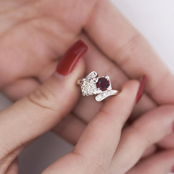 1.28 Carat Ruby & Diamond 14K White Gold Toi Et Moi Ring – Assay Jewelers