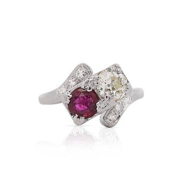 1.28 Carat Ruby & Diamond 14K White Gold Toi Et Moi Ring – Assay Jewelers